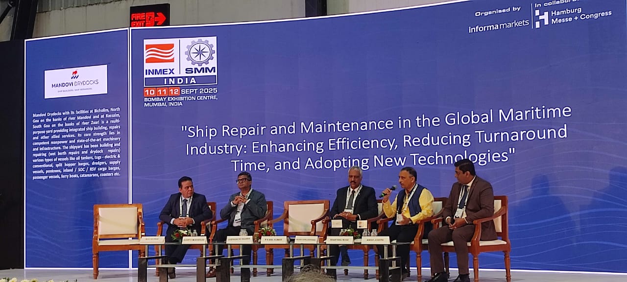 TEAM GRSE LED BY CDR SHANTANU BOSE, IN (RETD.), DIRECTOR (SHIPBUILDING) AT THE 14TH EDITION OF INMEX SMM INDIA 2025, BOMBAY EXHIBITION CENTRE, MUMBAI - Thumbnail